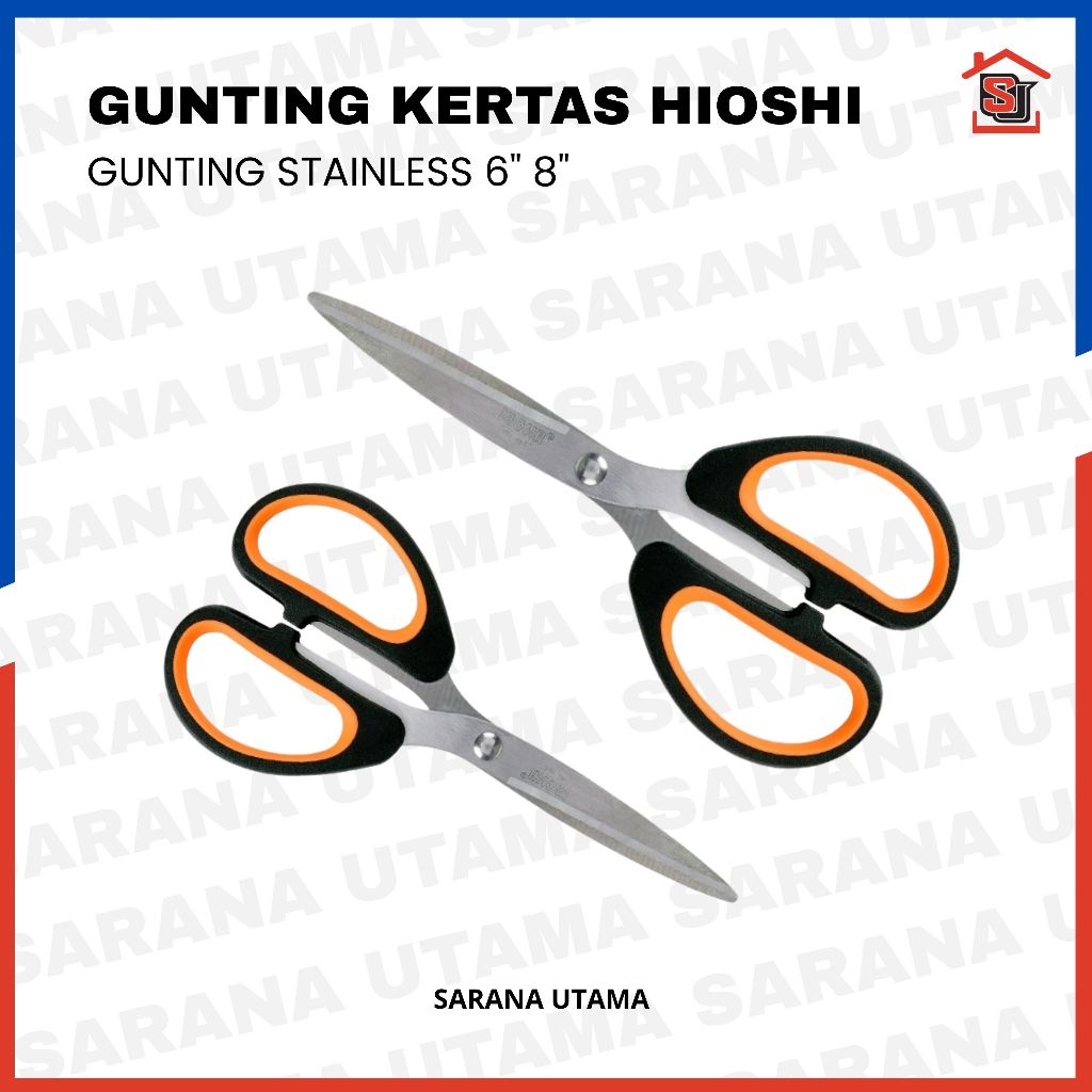 

HIOSHI Gunting Kertas Stainless Sedang Besar / Scissors Soft Grip