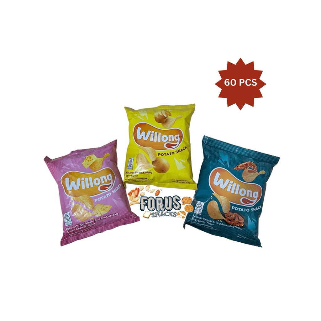 

WILLONG Chiki Potato Chips PER 1 DUS ISI 60 PCS TERSEDIA SEMUA VARIAN RASA CHIKI VIRAL