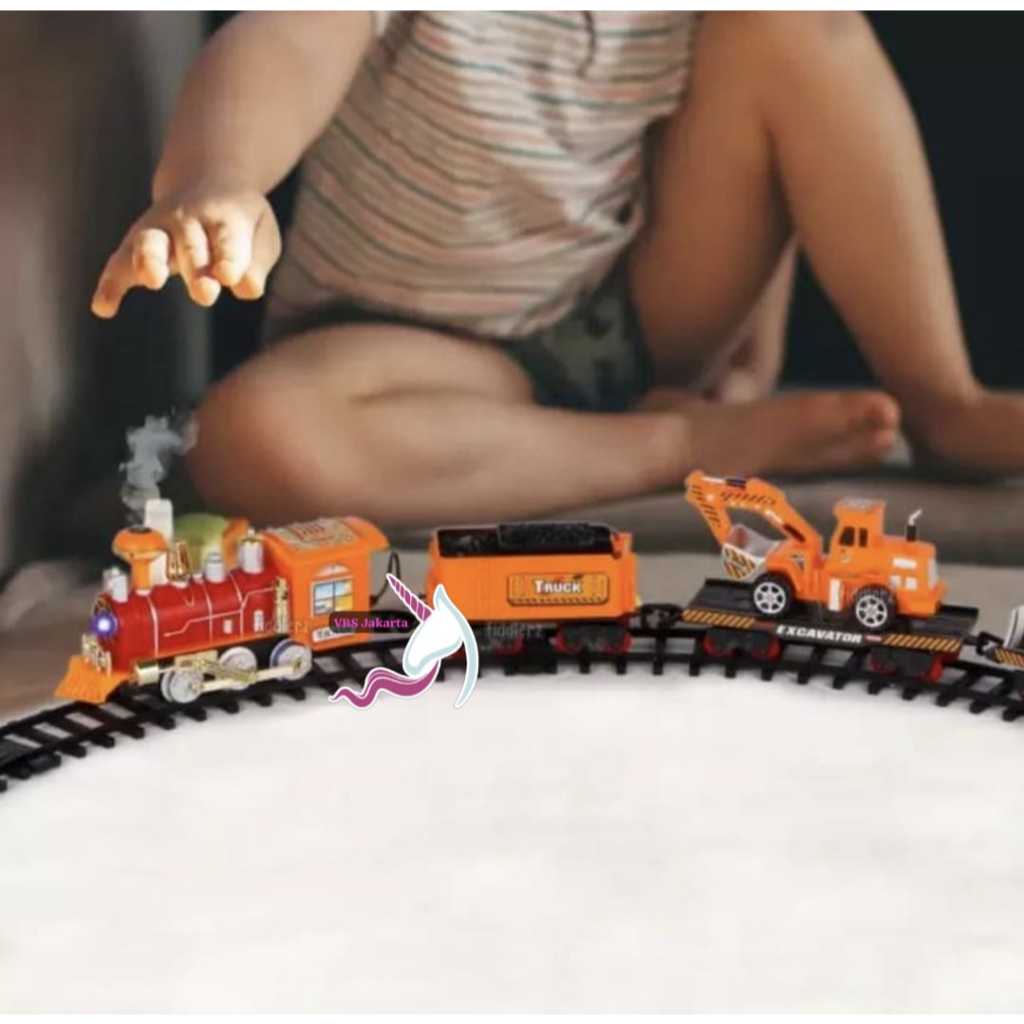 mainan kereta api konstruksi truk construction super train rel gerbong pohon