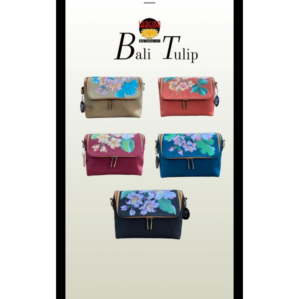 Tas Selempang Lukis Bali Tulip Handle Bag SHAGIDA • Souvenir & Oleh - oleh Khas Bali