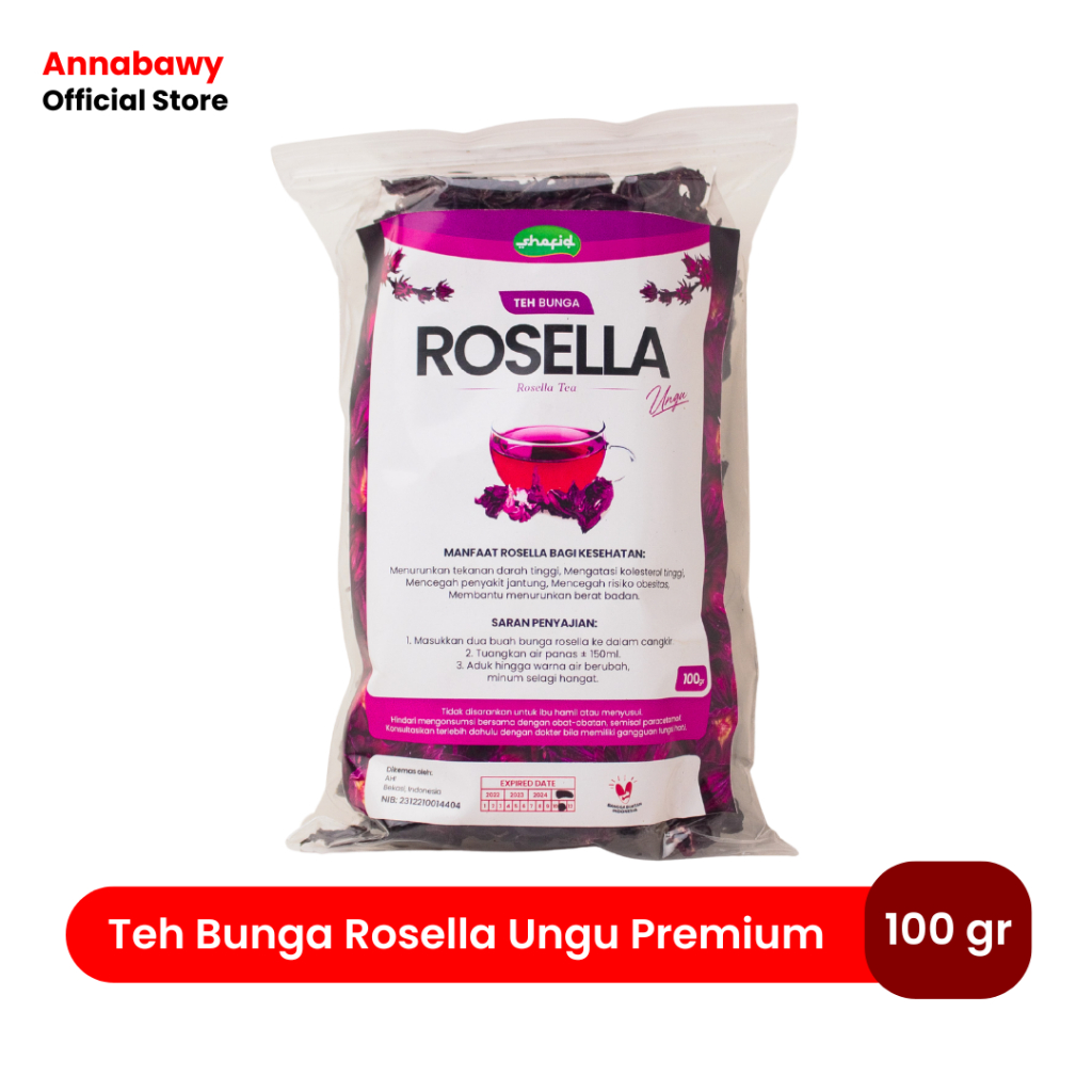 

Teh Bunga Rosella Ungu Premium 100 gram Shafid / Teh Rosella Ungu Organik 100% Alami Tanpa Campuran