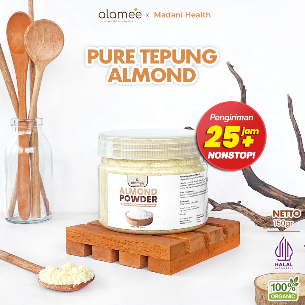 

ALAMEE Tepung Almond PREMIUM Bubuk Almond Powder Almond Flour Tanpa Campuran Gluten FREE 150gr