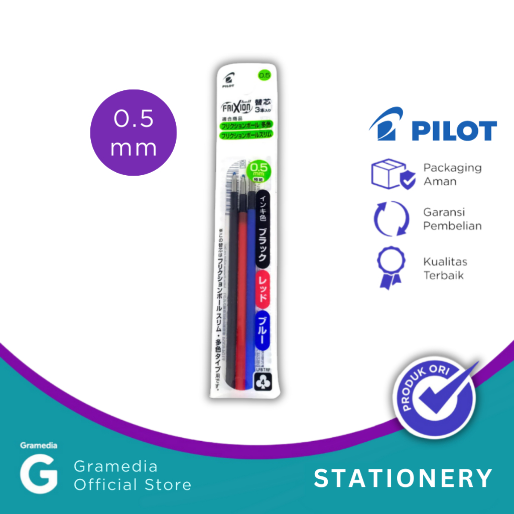 

REFILL BALLPEN PILOT FRIXION 0.5MM MIX 3 COLORS (BLACK, BLUE, RED)