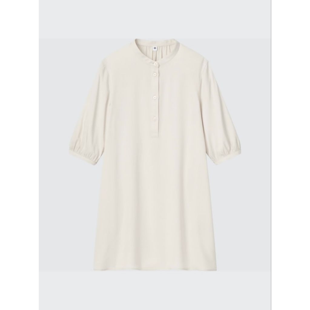 Uniql0 kids Gaun Rayon Anak Perempuan Lengan 3/4 Off White 9-10 tahun