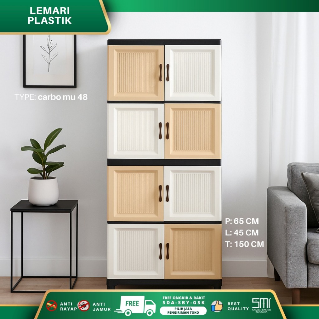 Lemari Plastik Napolly Cabro MU 48 - Lemari Pakaian Plastik Anak - Almari Baju Plastik Minimalis