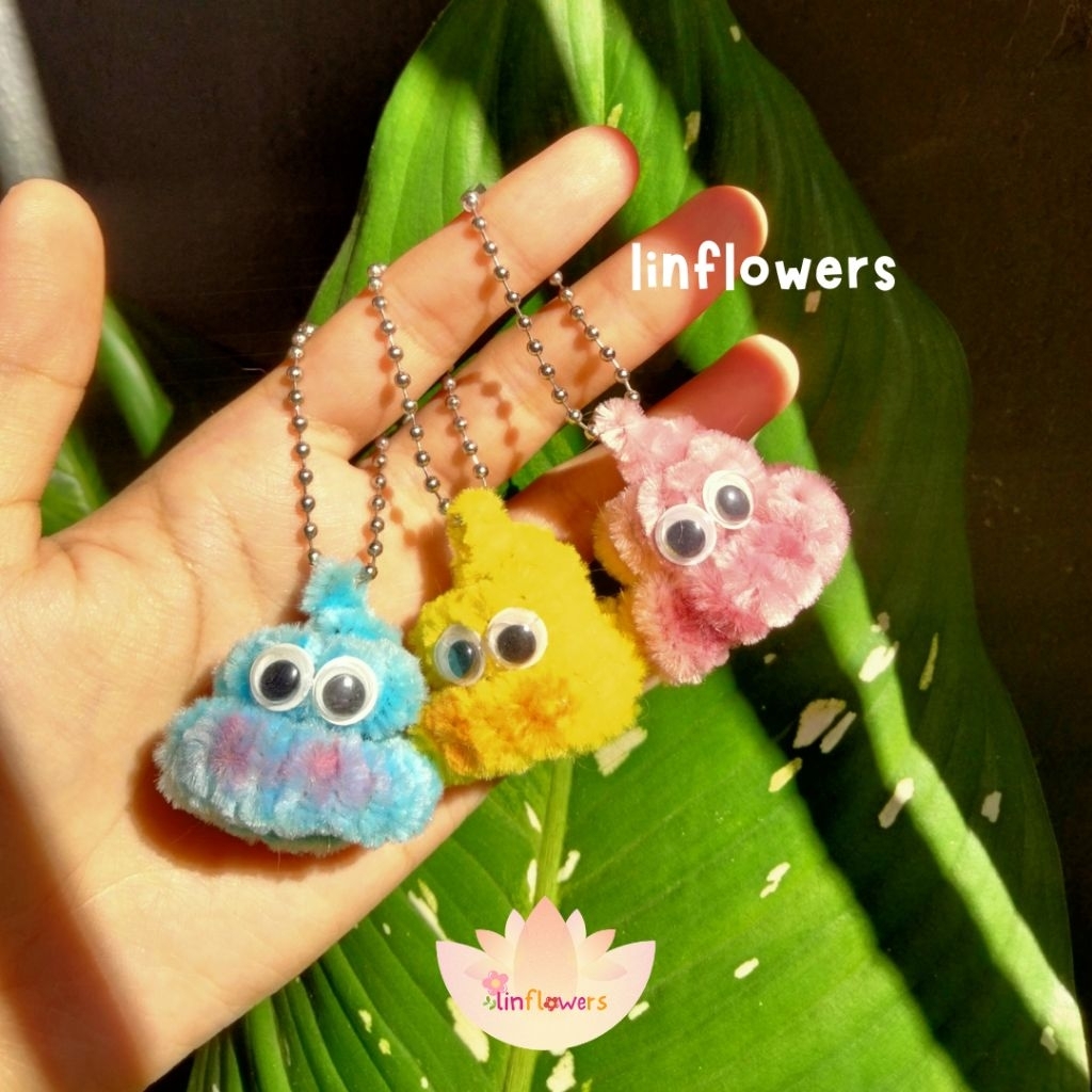 Twisty Poop Keychain|Gantungan Kawat Bulu|Pipe Cleaner Keychain|Gantungan Lucu