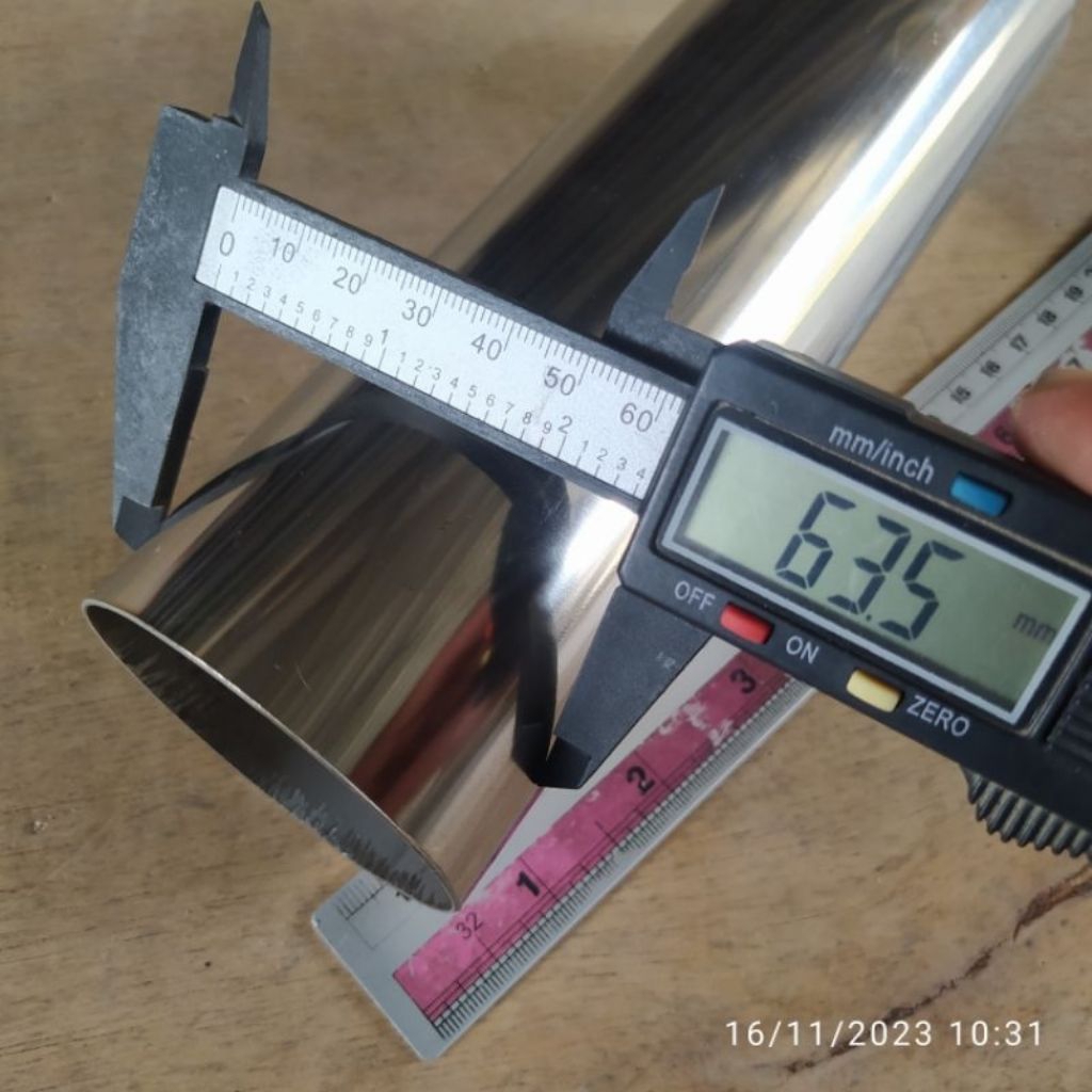 Pipa Bulat Stainless OD 63,5 mm ID 61,5 mm Tebal 1 mm Panjang 89 cm