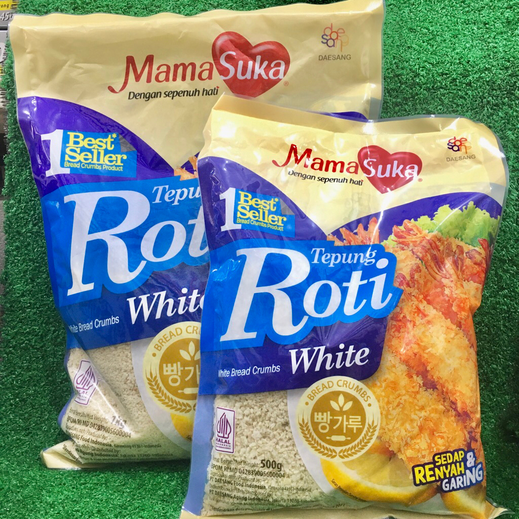

Mamasuka Tepung Roti Tepung Panir Putih / Campur Bread Crumbs White / Mix 500gr & 1kg Lokal HALAL