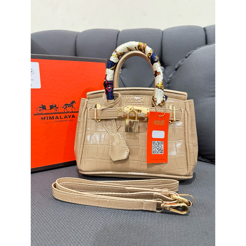 HIMALAYA-TAS SELEMPANG WANITA CROCO MINI BELISSA MOCCA SIZE 20 CM FREE BOX HIMALAYA