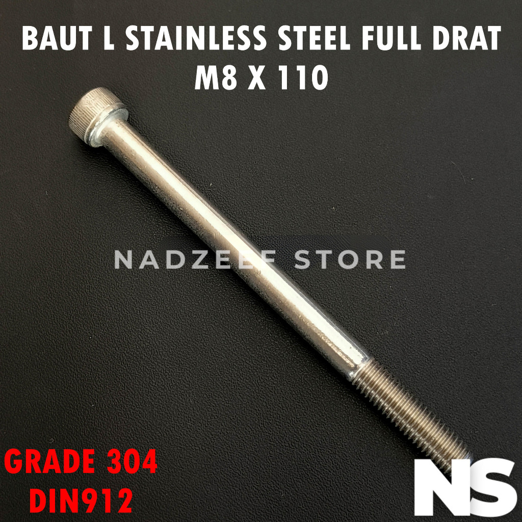 Baut L Stainless Steel M8X110 M8 X 110 Half Drat