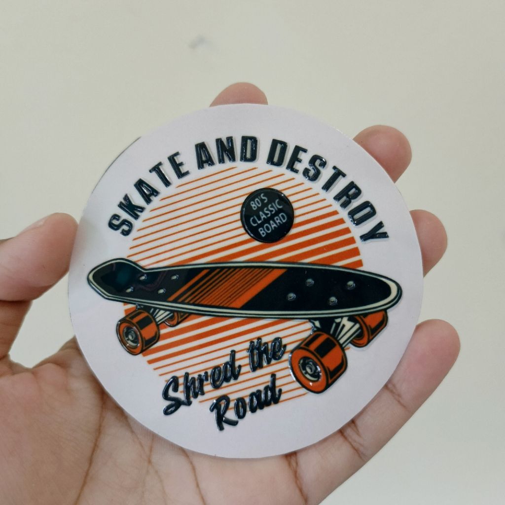 

Sticker Embos Skate and Destroy 3D | Stiker Timbul Vintage Skateboard Keren untuk Laptop, Helm, Binder