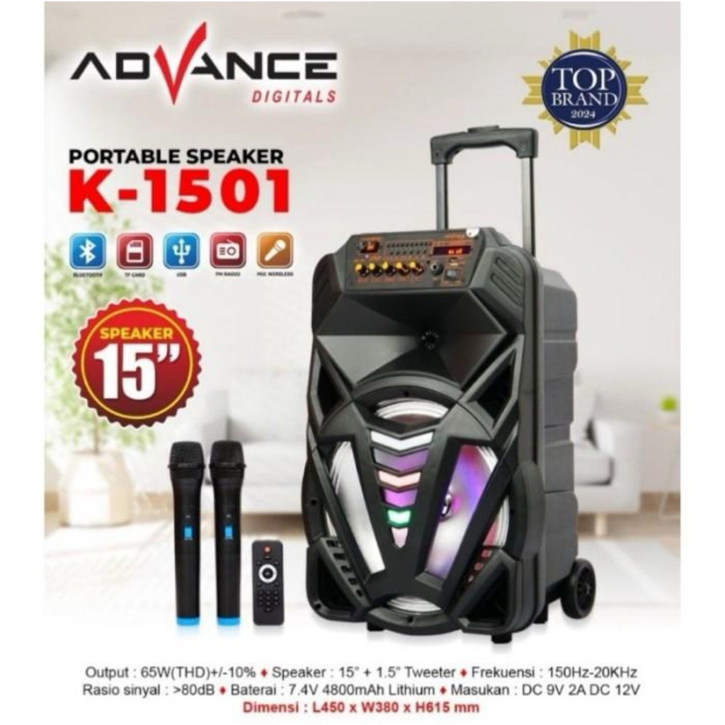 Speaker Advance K 1501 15 inch Bluetooth karaoke