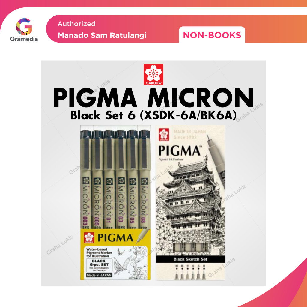 

Gramedia Manado-Sakura Pigma Micron Set 6 XSDK-6A / XSDK-BK-6A