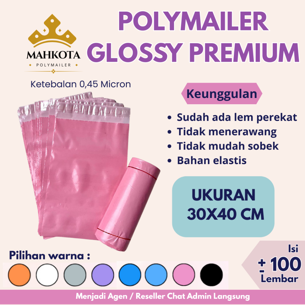 

Plastik packing polymailer glossy 30x40 isi 100 lbr