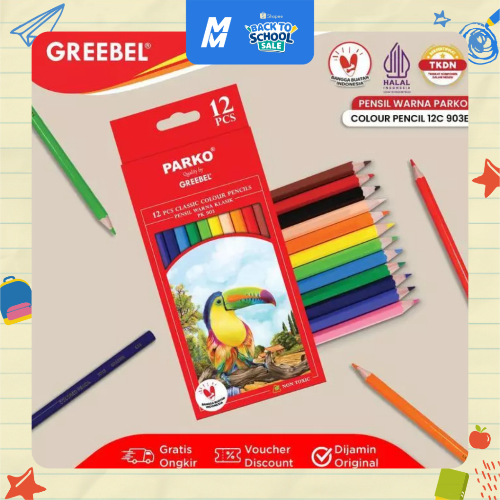

Pensil Warna Parko 12 Warna | Panjang dan Pendek | Colored Pencil