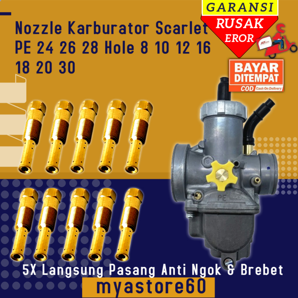Nozzle Karburator Scarlet PE 24 26 28 Nozle Nozel Karbu Hole Lubang 8 10 12 16 18 20 30