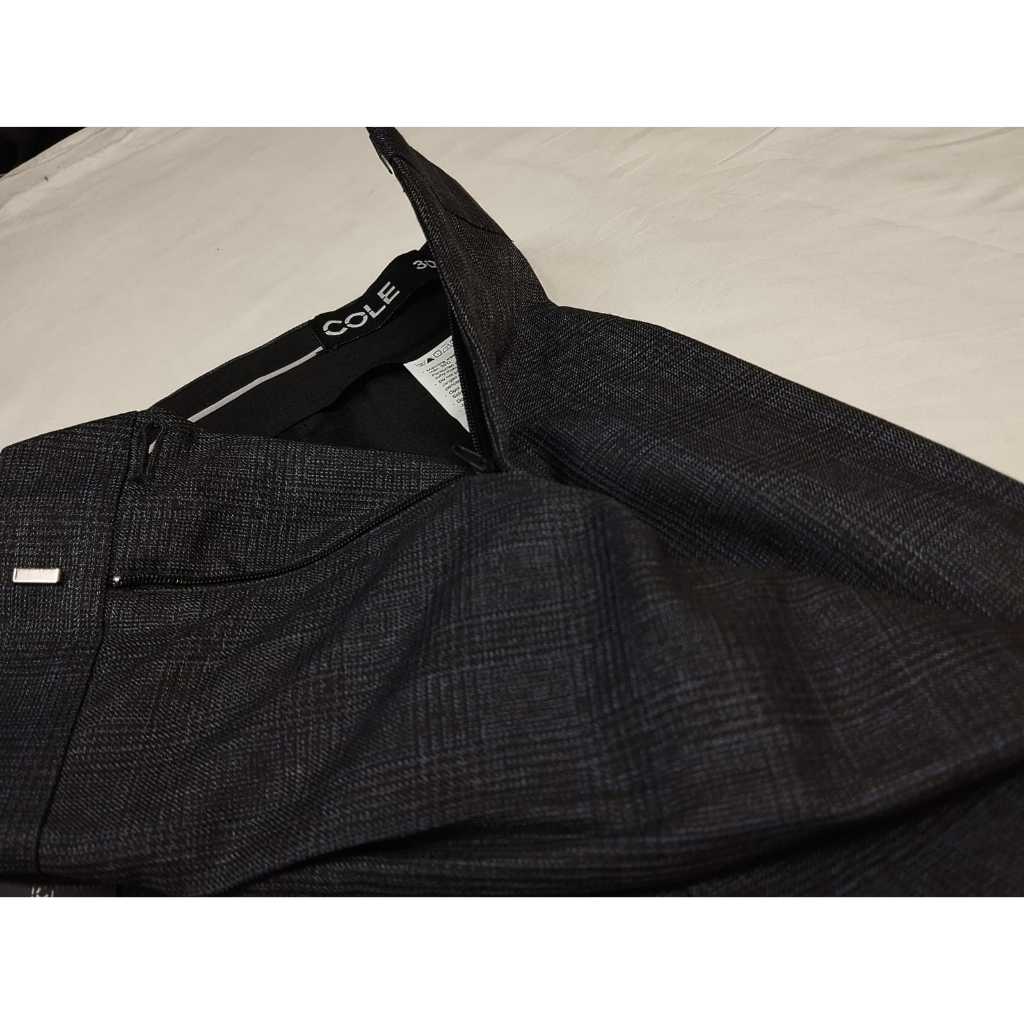 Rempel Celana Formal Pria Abu Tua Motif Kotak-Kotak Reguler Fit l Celana Kerja