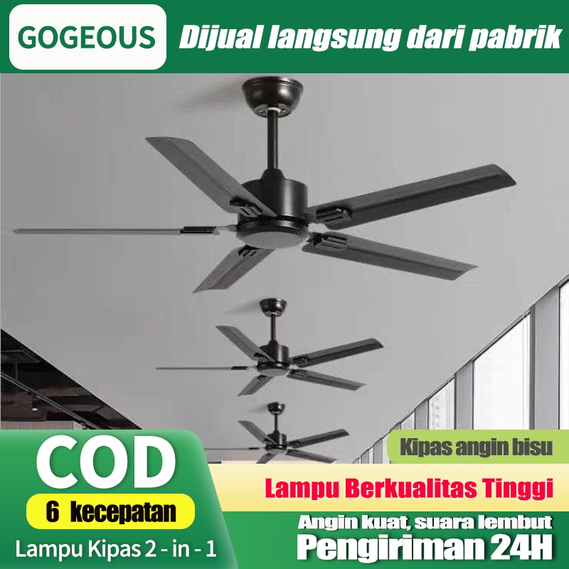 GOGEOUS Lampu gantung ruang tamu kipas lampu gantung plafon remote 42/52 INCI lampu kipas angin gant