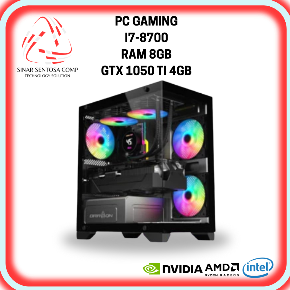 Pc Gaming Full Set I7 8700 Ram 8Gb Nvme 256Gb Gtx 1050 Ti 4Gb Siap Gaming Design