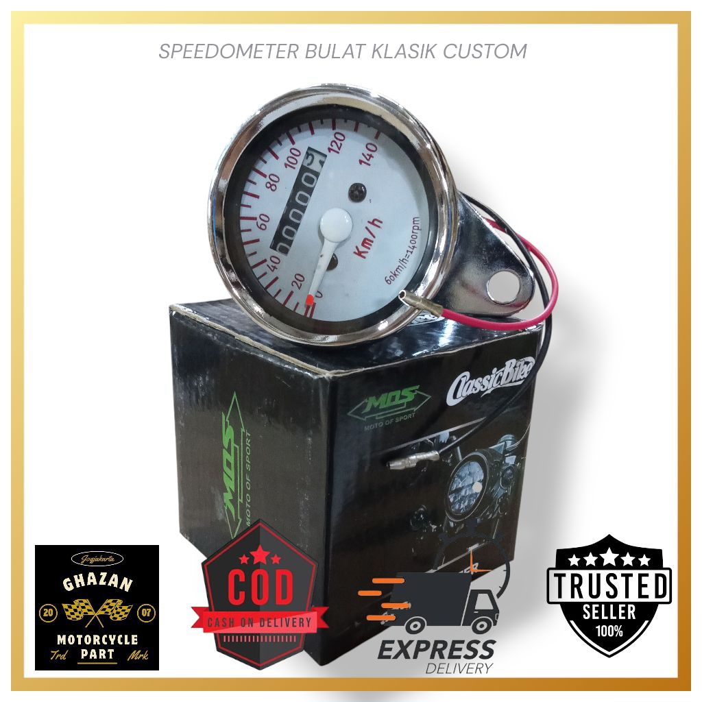 Speedometer Bulat Klasik Variasi Custom CB100 RX King Tiger Scorpio Bobber Scrambler