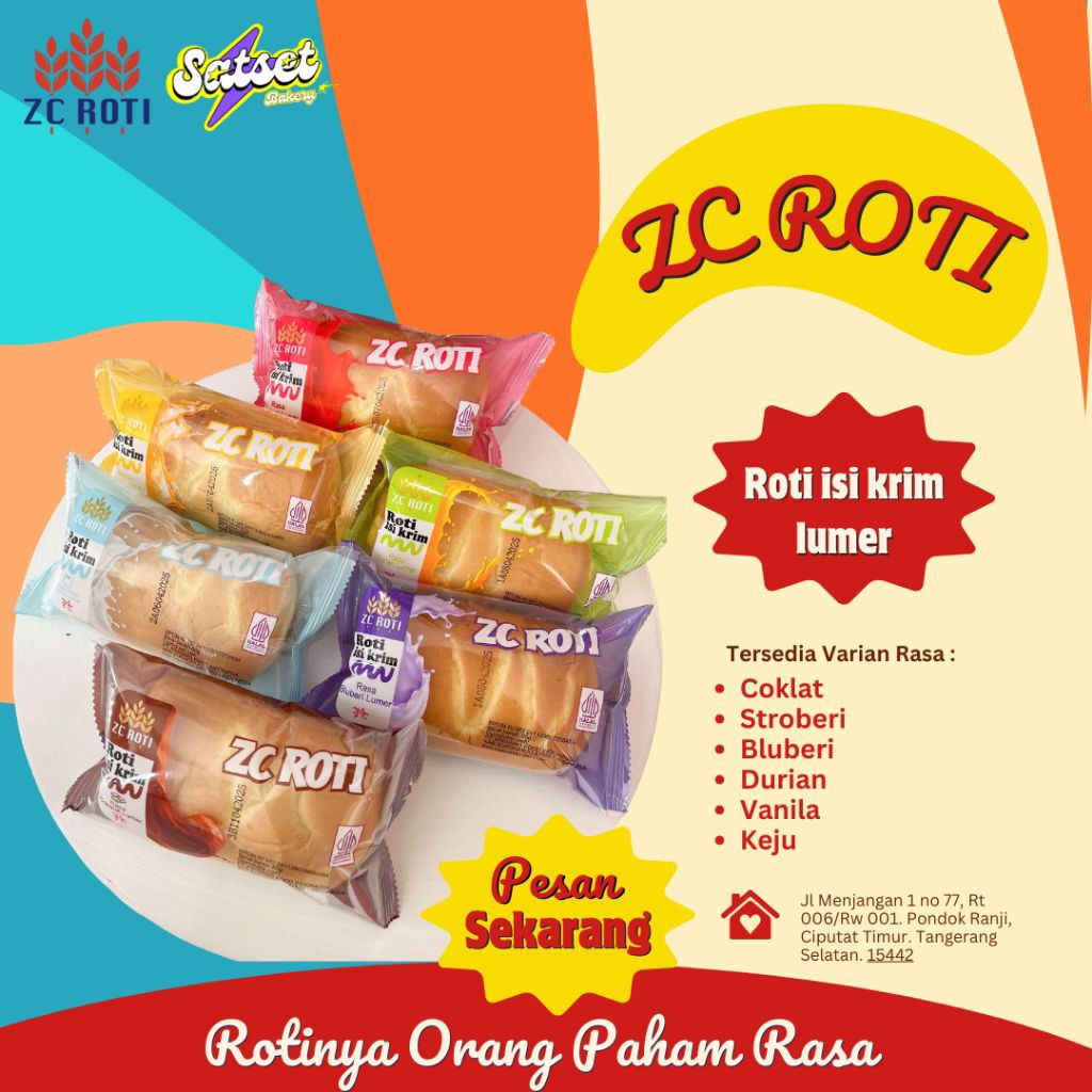 

(1 Dus/60 Pcs) ZC ROTI VARIAN RASA / ROTI ZC MANIS LUMER 1 KARTON ENAK MURAH