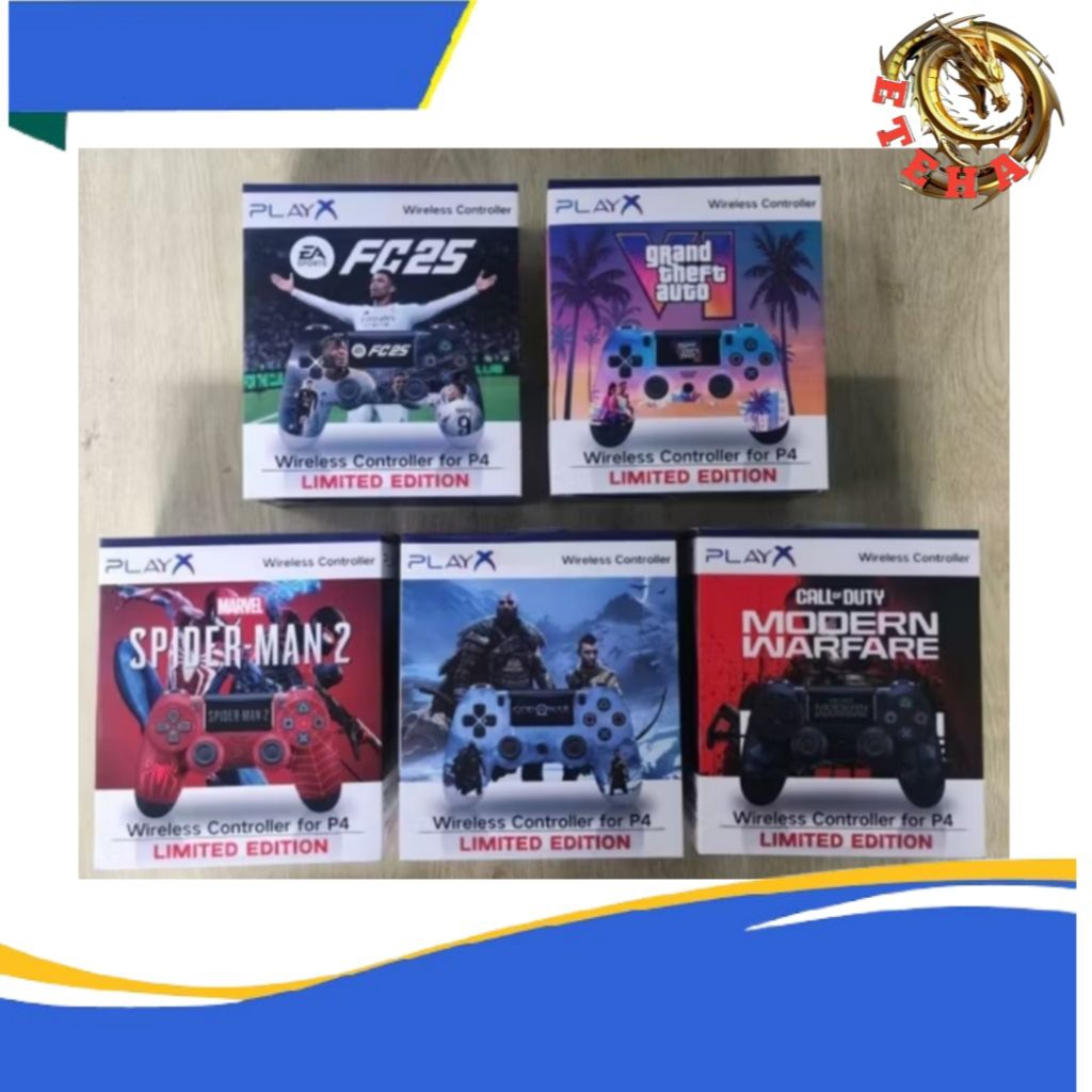 Stik Stick PS4 OP / Stik PS4 PLAY X Motif Corak PS4+Packing+Kabel Charger Motif Baru