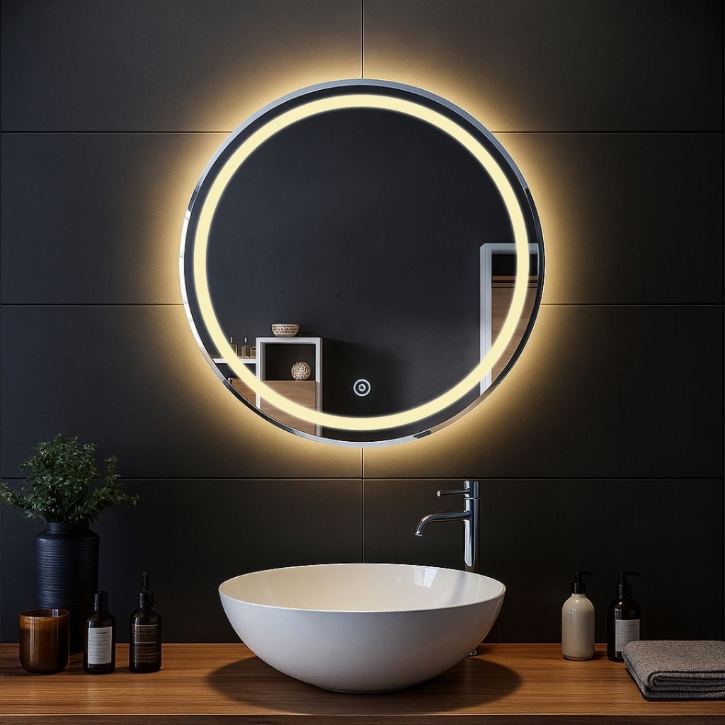 Cermin Led Touchscreen Bulat/Wastafel/Kamar Mandi/Cermin Sandblast