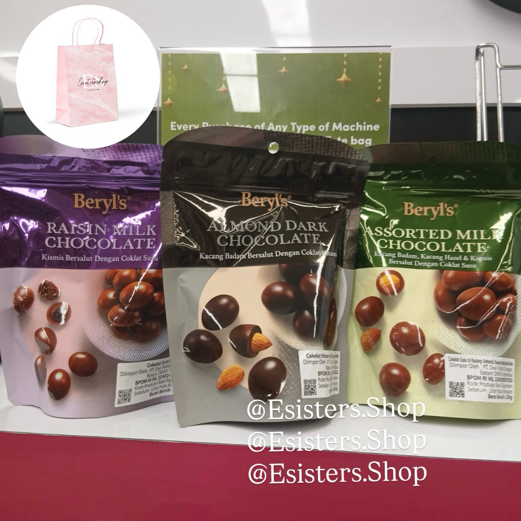 

Beryl’s Chocolate Almond Dark Chocolate | Raisin Milk Chocolate | Assorted Milk Chocolate Cokelat Beryl’s Coklat Beryls Original 250 gram