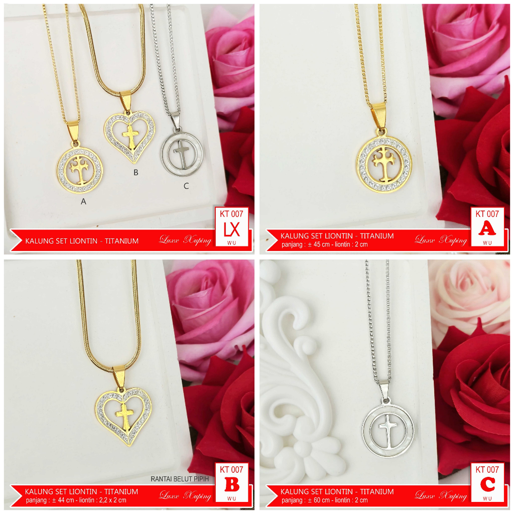 KT 007 Kalung Titanium Murah Perhiasan Wanita Tidak Luntur Kalung Emas Imitasi Kualitas Tinggi Kalun