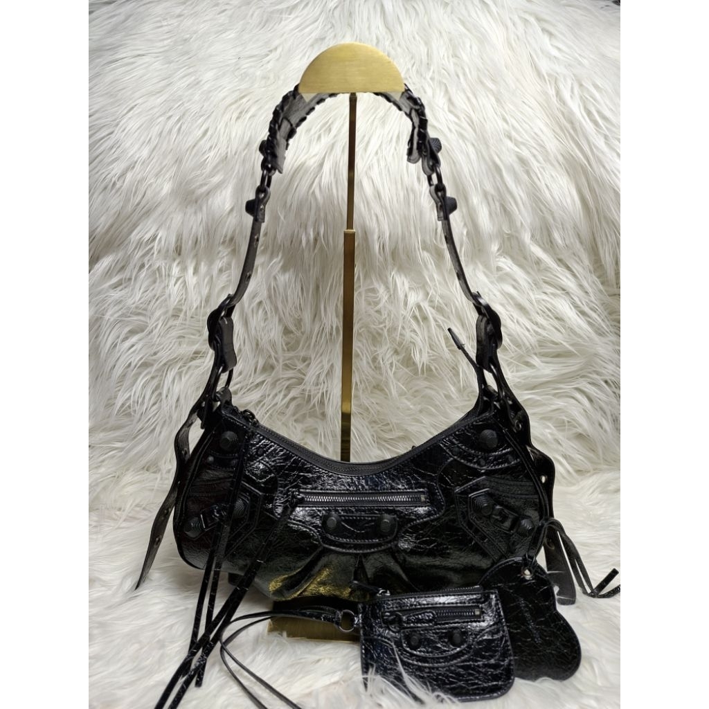 Shoulder Bag Balen Genuine Leather Full Black PRELOVED