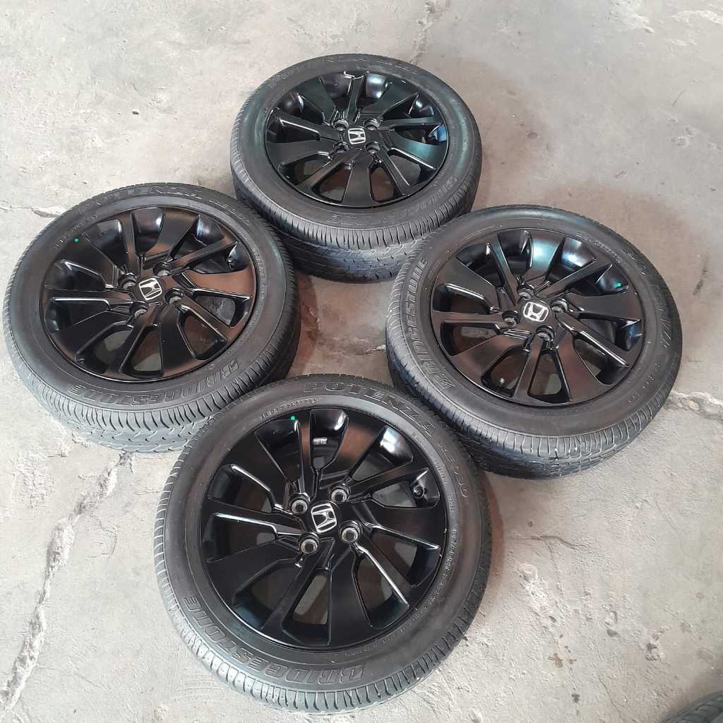 VELG MOBIL BEKAS ORIGINL PELEG MOBIL SECONF STD BRIO RS URBANITE RING 15X6 4X100 ET50 BLK +BAN BS PO