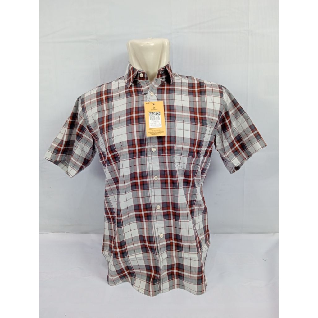 Kemeja Pria Dewasa Lengan Pendek SCOTCH&CO Modern Fit-Kemeja Kotak-Kotak