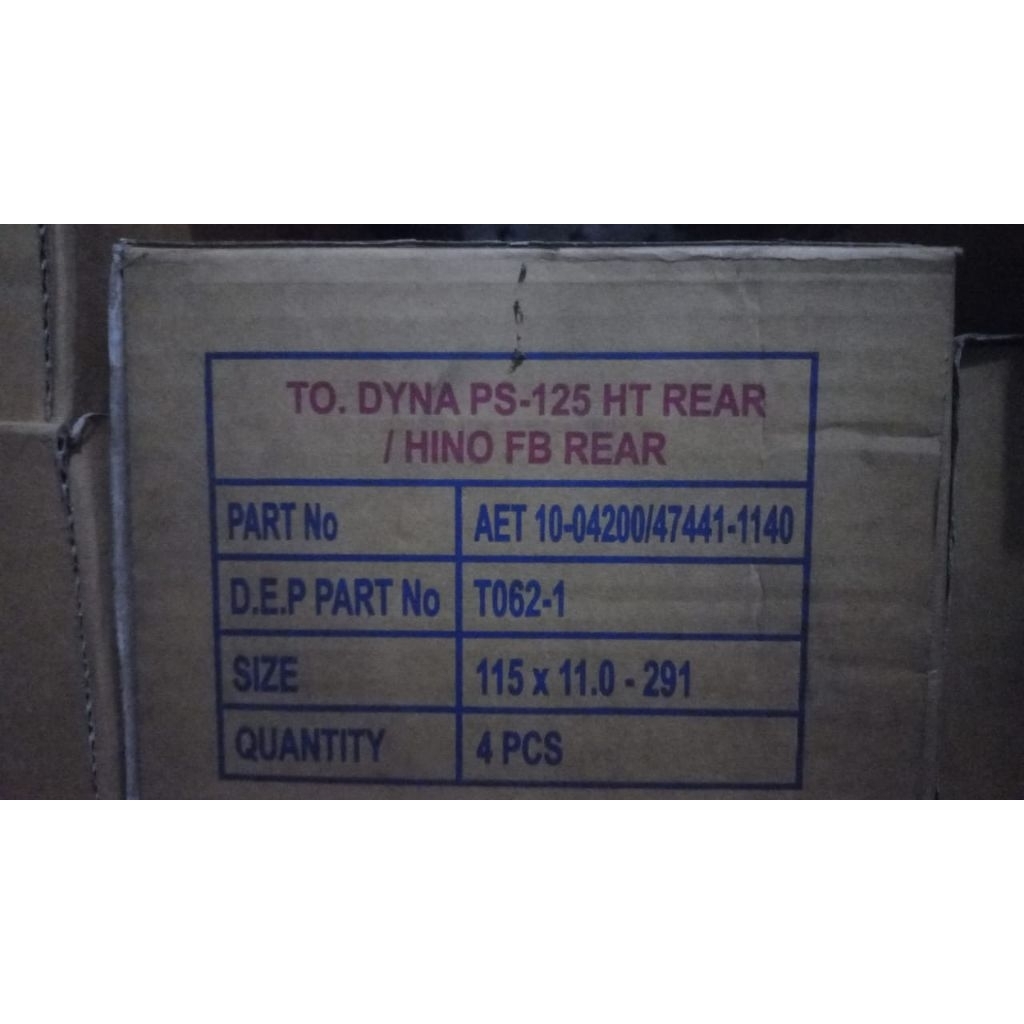 kampas Rem belakang merk NTB toyota rino/dyna