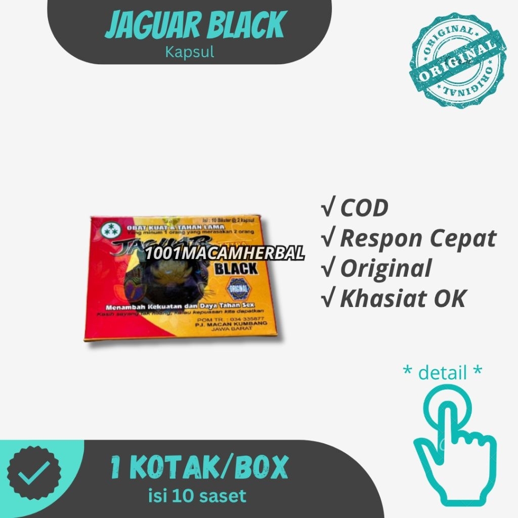 Kapsul Jaguar Black Original Terlaris Rempah Tradisional – Suplemen Harian Pria |1 box isi 10 Sachet