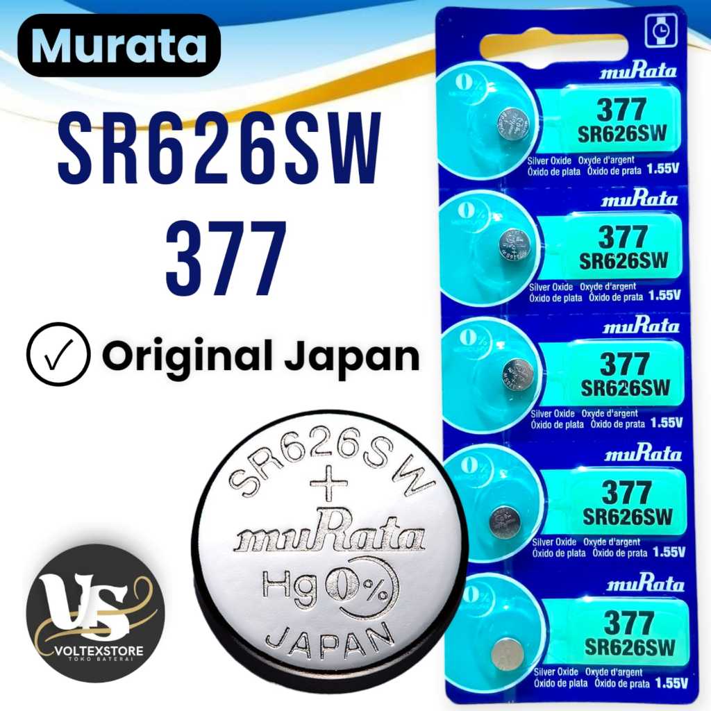 Baterai Jam Tangan MURATA SR626SW 377 Original Batre SR 626 SW LR626 377A 1,55V Ori Japan