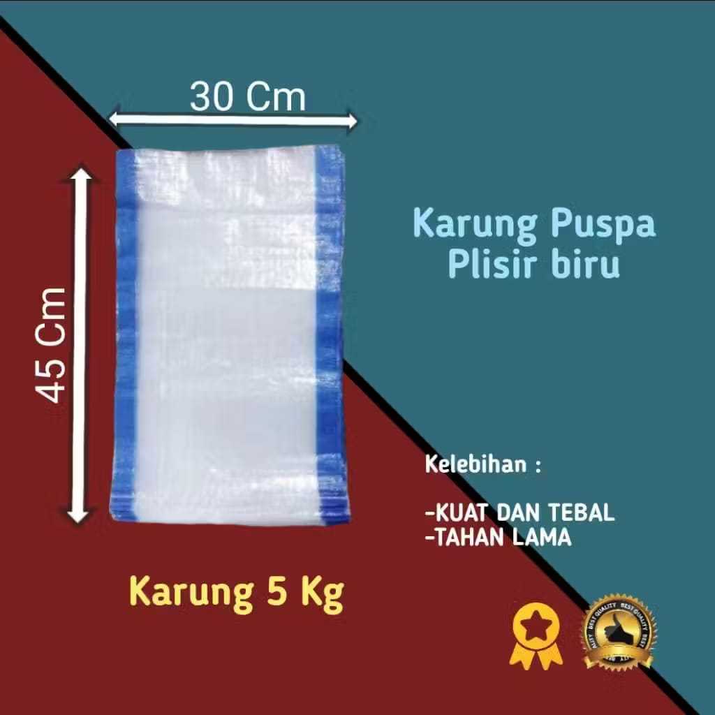 

JD.en Karung Beras Transparan List Biru Karung Bening Kemasan 5 Kg