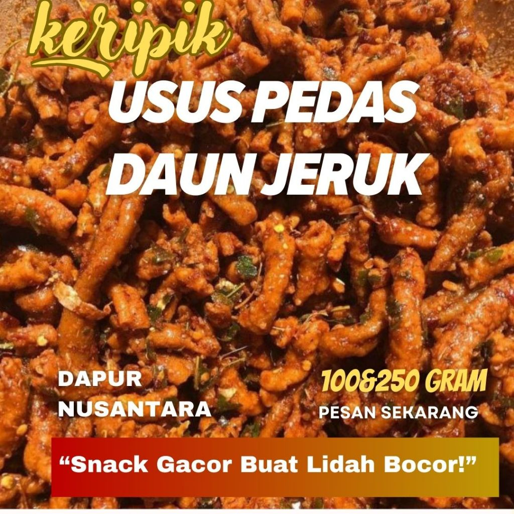 

KERIPIK USUS/USUS CRISPY PEDAS DAUN JERUK 100gram