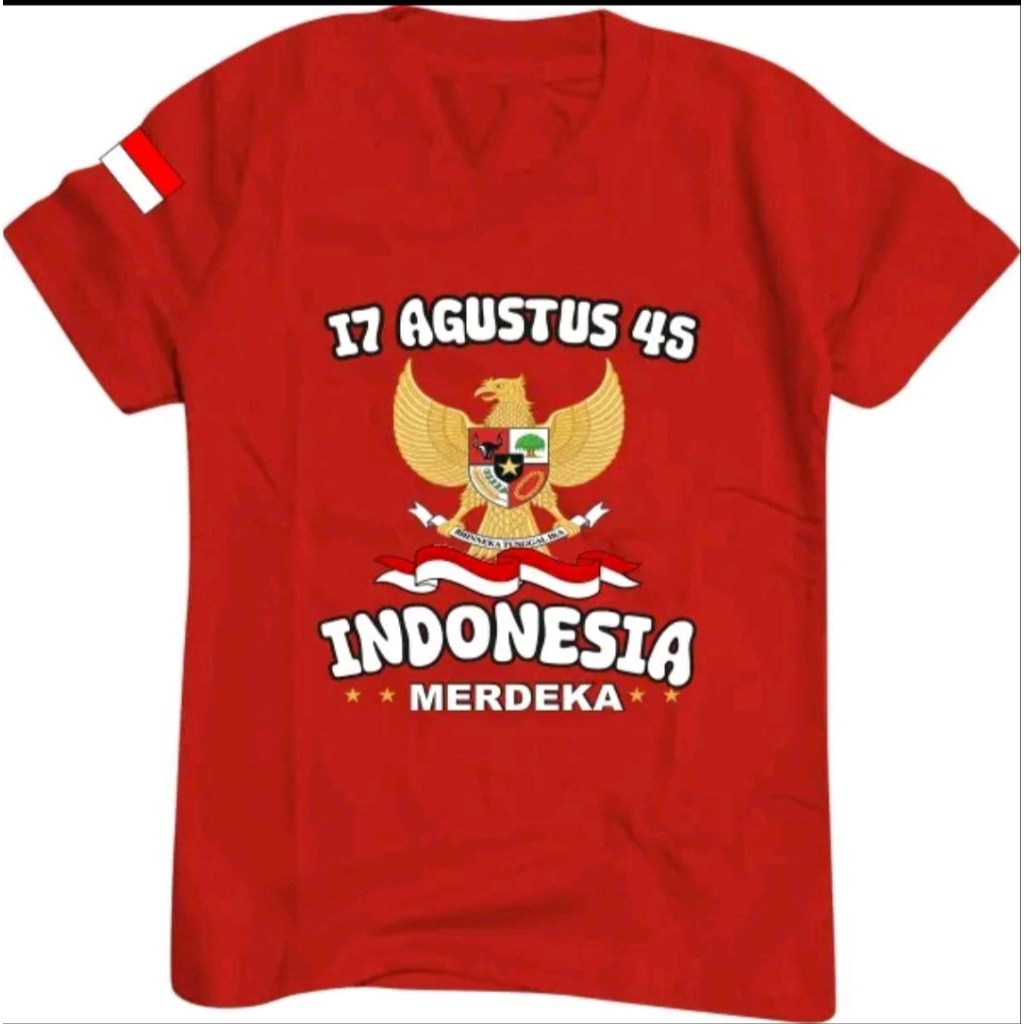 KAOS  17 AGUSTUS 45 INDONESIA MERDEKA- Baju Desain Kemerdekaan Bahan Adem&Nyaman