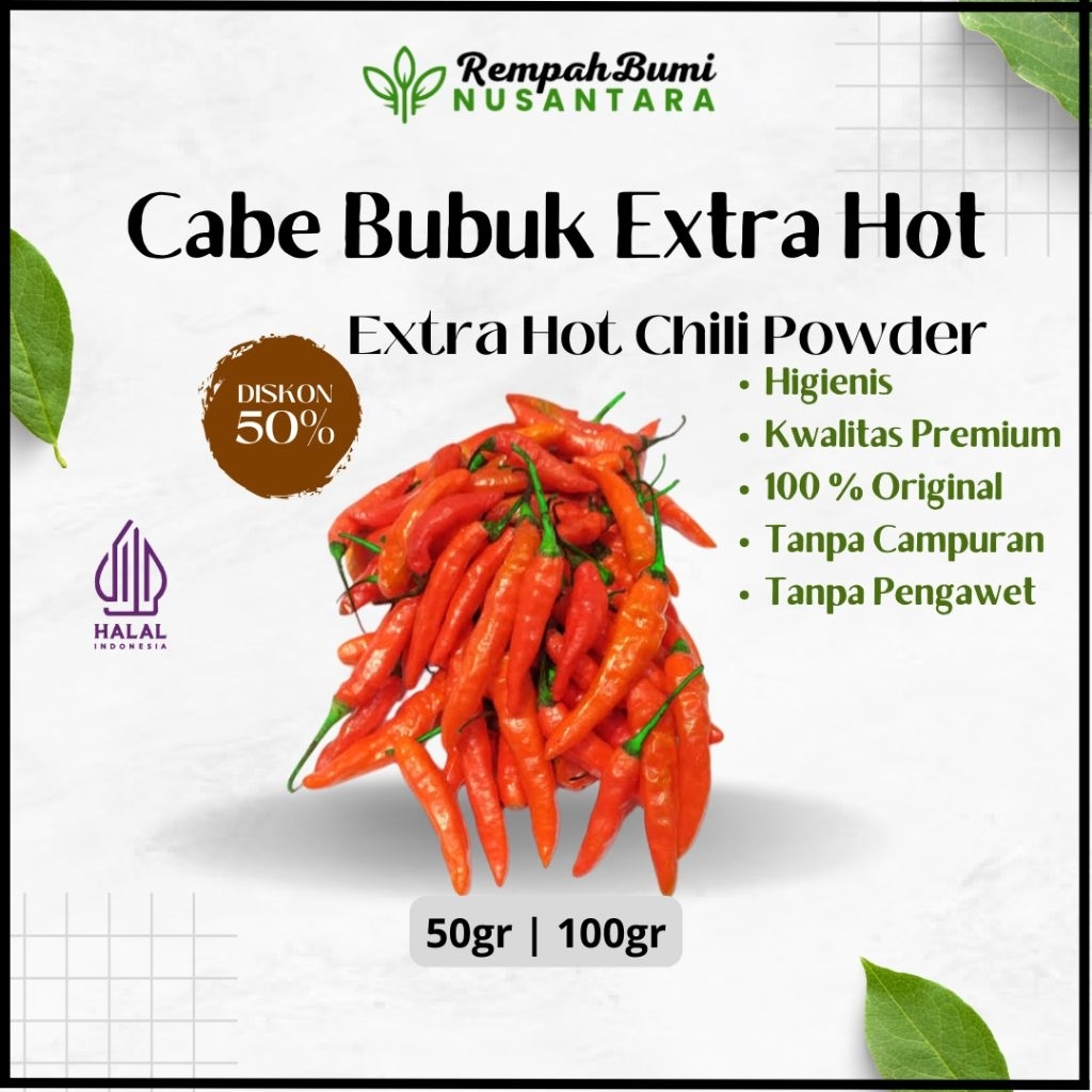 

100gr Cabai Bubuk Ekstra Pedas 100% murni tanpa campuran