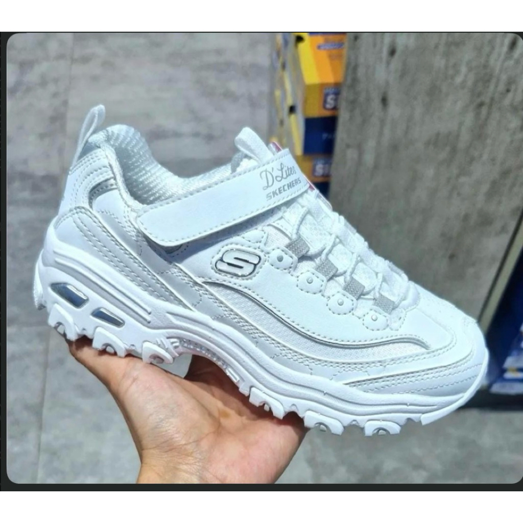skechers d’lites color mayhem white silver