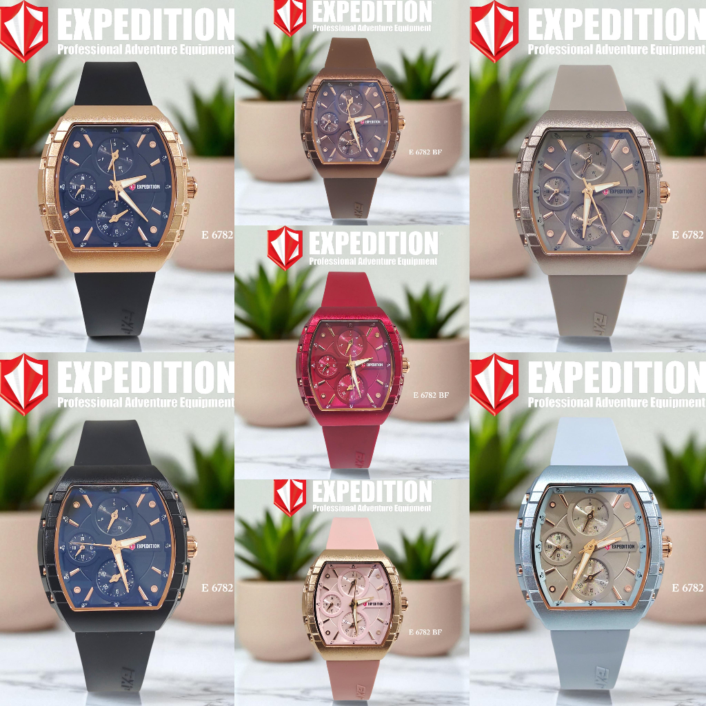 Jam Wanita EXPEDITION E6782 E 6782 Rubber Aluminium Original Garansi Resmi