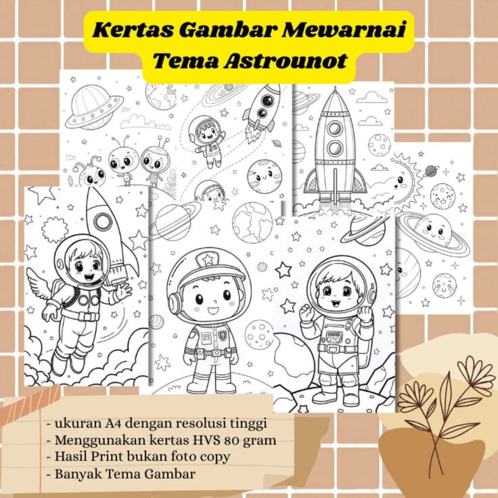 

20 LEMBAR KERTAS MEWARNAI ANAK TEMA ASTRONOT (READY LANGSUNG KIRIM)