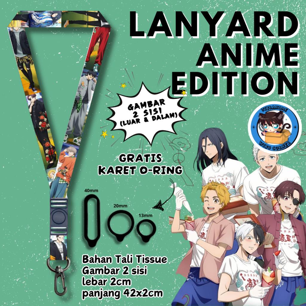 

Lanyard Panjang Anime 2 Sisi / Wind Breaker / gantungan kunci layard keychain