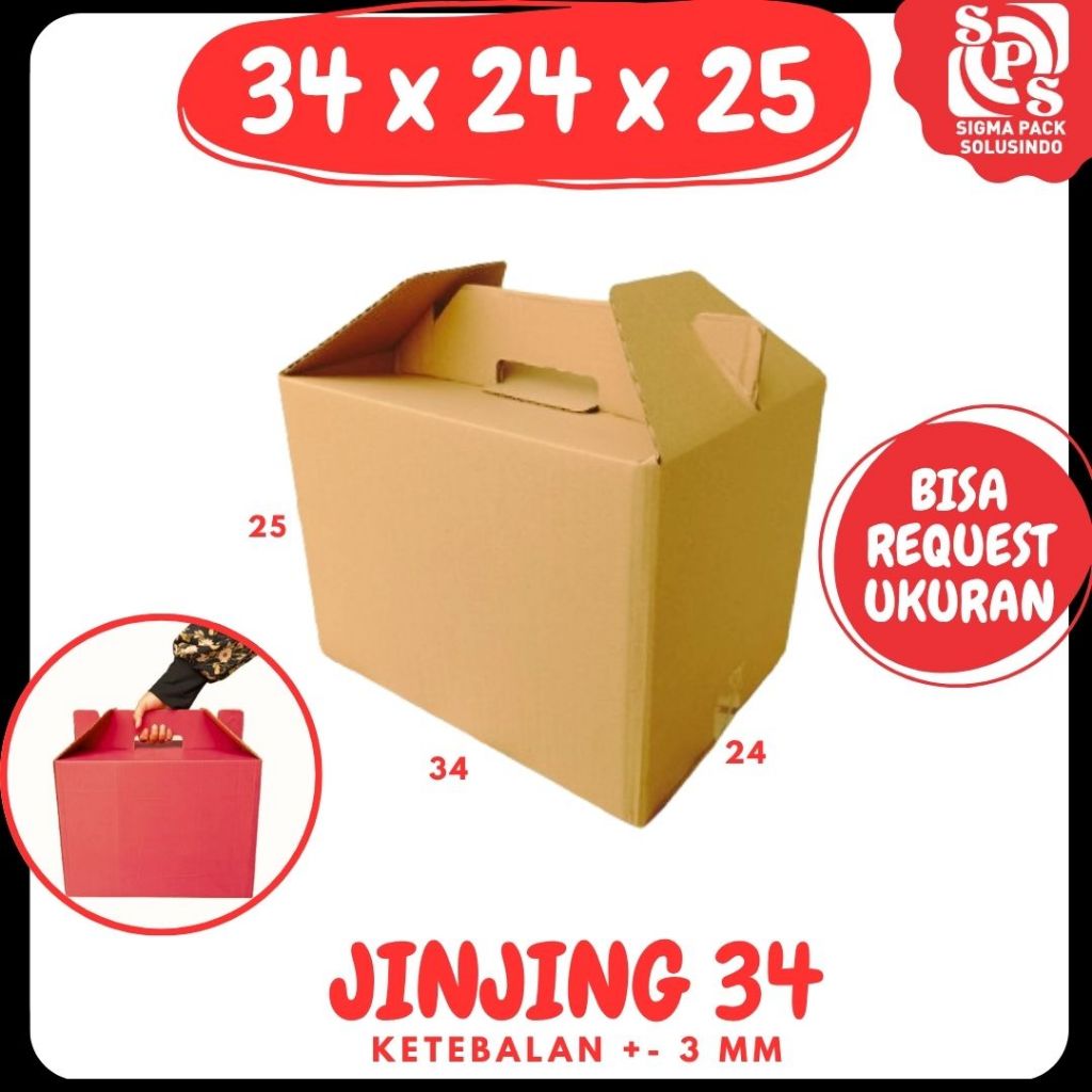 

Kardus Jinjing 34x24x25 Gable Box Dus Parcel Packing Buah Hampers Kemasan Idul fitri Zigma Pack