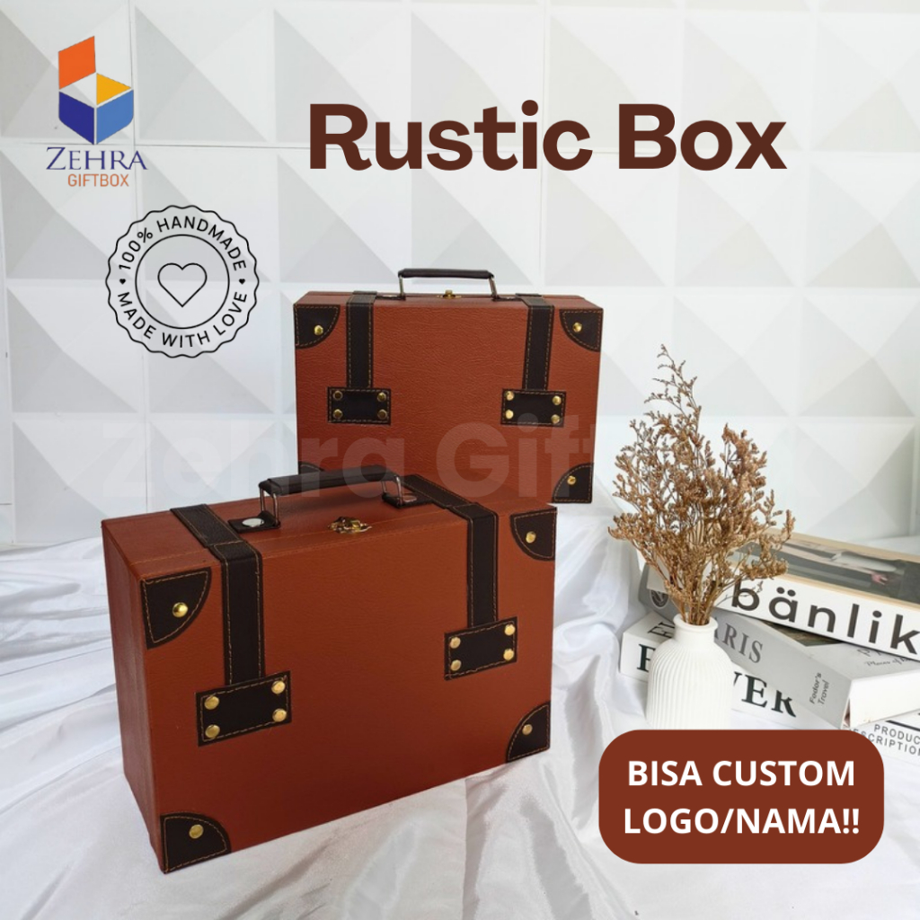 

Koper Retro Marbel List Cokelat Tua | Box/Kotak Hampers Hadiah Kulit Sintetis Uk. 25 X 18 X 10