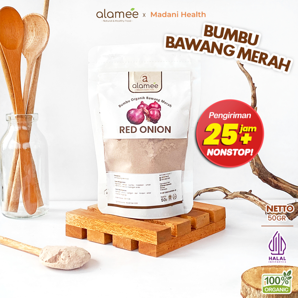 

ALAMEE Bawang Merah Bubuk Red Onion Seasoning Powder Bumbu Dapur Organik Masak Tanpa Campuran 50g