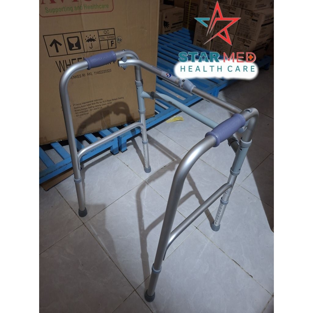 Walker Alat Bantu Jalan Lansia Sellaco / Walker Lipat stainles Lansia / Walker Lipat Sella Tanpa Rod