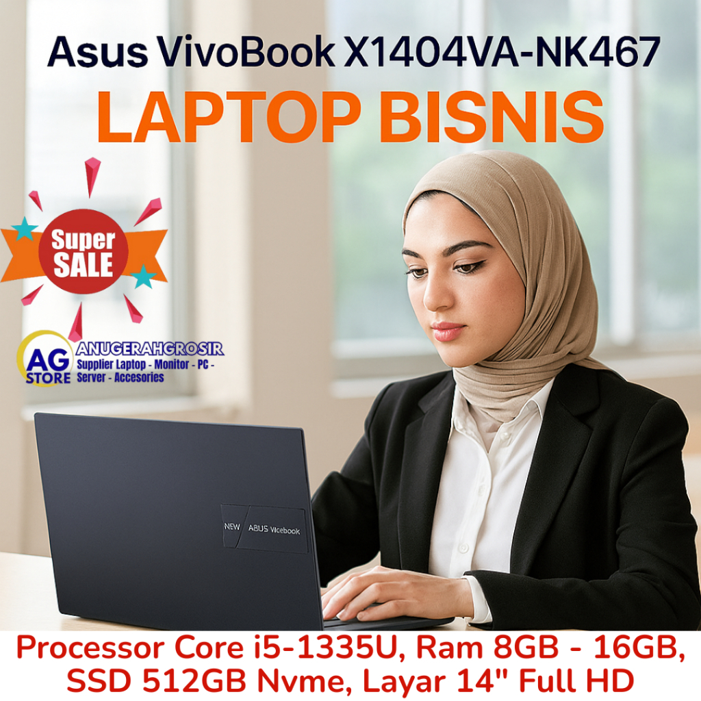 Laptop Asus VivoBook X1404VA - NK467 Core i5-1335U Ram 16GB SSd 512GB 14" FHD - Laptop Asus Core i5