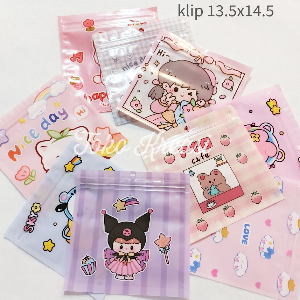 

(Per 5 lembar) Kantong Plastik Klip karakter Ziplock Packing Accessories / Plastic Bag / kemasan / Sachet Lucu dan unik