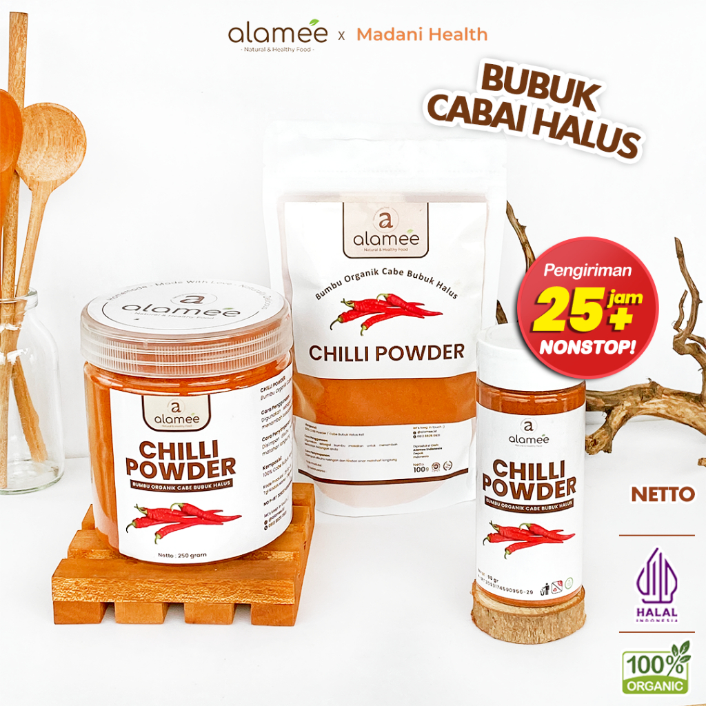 

ALAMEE Bumbu Cabe Cabai Bubuk Kering Halus Pedas Chilli Seasoning Powder Rempah Murni Dapur 250g